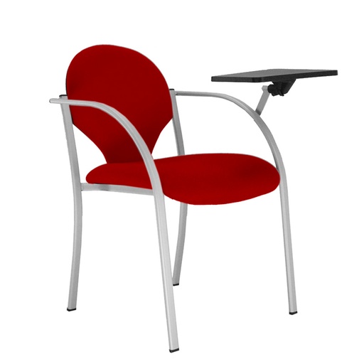 [045188] Silla de estructura de acero gris con asiento y respaldo tapizados y mesa integrada - Dim.: 500x560x810h mm - Rojo