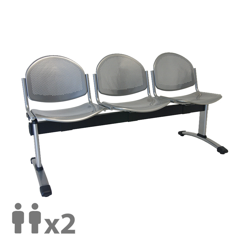 [045194] Banquetas para colectividades con asiento metálico 2 plazas, pata gris - Dim.: 1000x600x830h mm - Gris