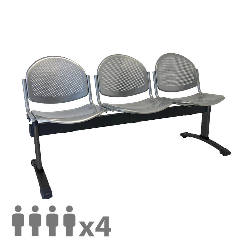 [045212] Banqueta para colectividades con asiento metálico 4 plazas - Dim.: 2000x600x830h mm - Gris