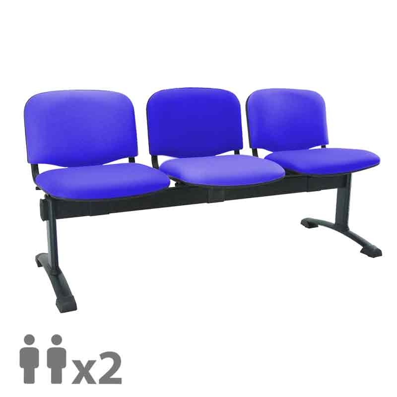 [045272] Banqueta con asientos tapizados 2 plazas y patas negras - Dim.: 1000x600x770h mm - Azul