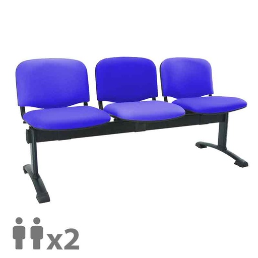 [045272] Banqueta con asientos tapizados 2 plazas y patas negras - Dim.: 1000x600x770h mm - Azul