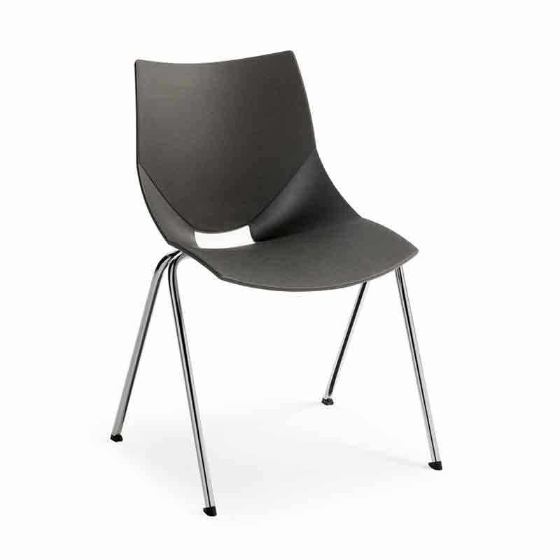 [045359] Silla monoblock de polipropileno negro patas cromadas - Dim.: 530x420x770h mm - Negro