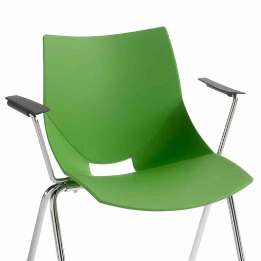 [045360] Par de reposa brazos de plástico negro y tubo cromado para silla - Negro