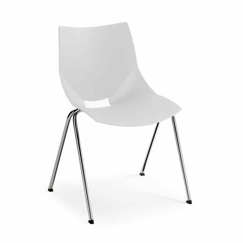 [045363] Silla monoblock de polipropileno blanco patas cromadas - Dim.: 530x420x770h mm - Blanco