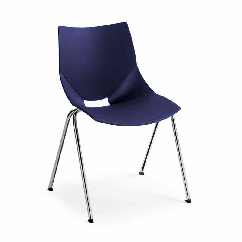 [045364] Silla monoblock de polipropileno azul patas cromadas - Dim.: 530x420x770h mm - Azul