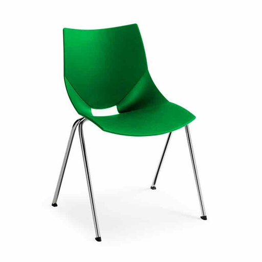 [045365] Silla monoblock de polipropileno verde patas cromadas - Dim.: 530x420x770h mm - Verde