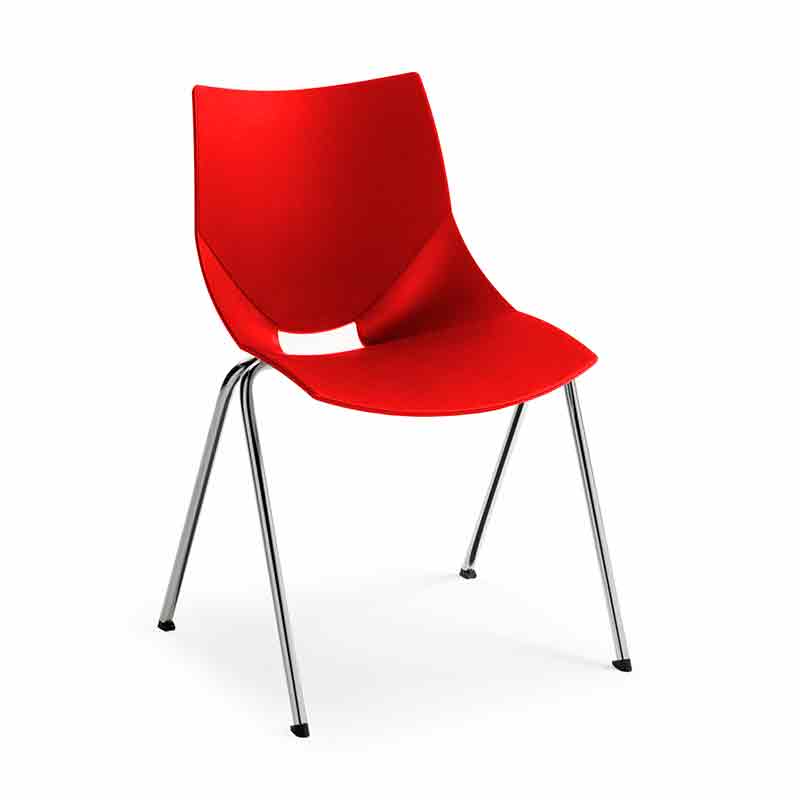 [045366] Silla monoblock de polipropileno rojo patas cromadas - Dim.: 530x420x770h mm - Rojo