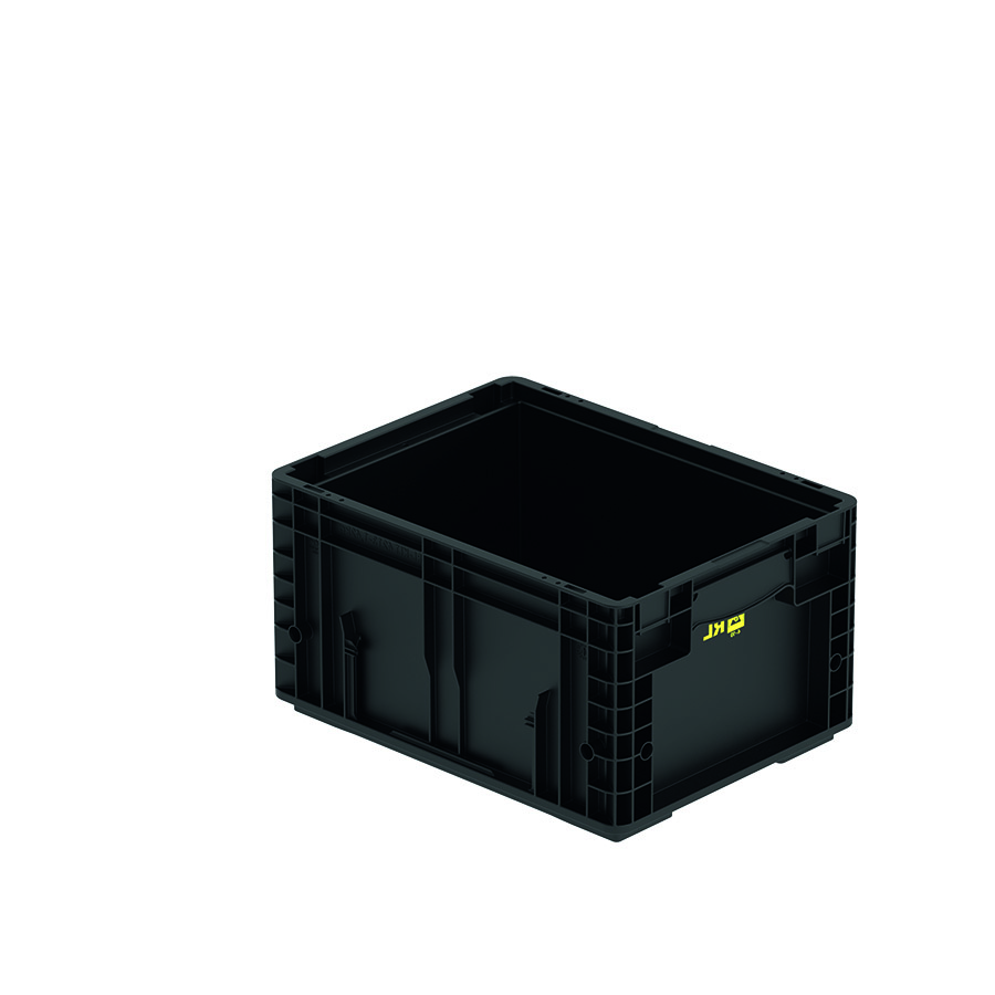 [045407] Caja plástica para sector automotriz serie KLT con protección ESD y fondo liso - Dim.: 400x300x213h mm - Negro