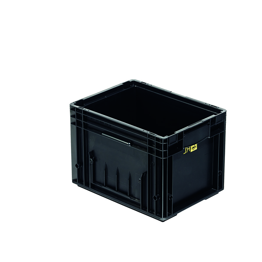 [045408] Caja plástica para sector automotriz serie KLT con protección ESD y fondo liso - Dim.: 400x300x280h mm - Negro