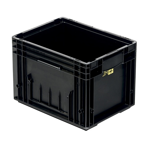 [045408] Caja plástica para sector automotriz serie KLT con protección ESD y fondo liso - Dim.: 400x300x280h mm - Negro