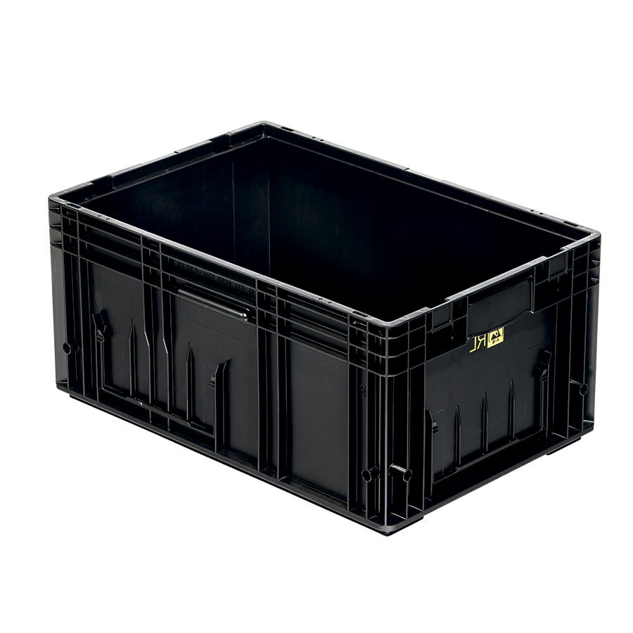 [045412] Caja plástica para sector automotriz serie KLT con protección ESD y fondo liso - Dim.: 600x400x280h mm - Negro