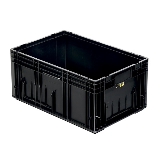 [045412] Caja plástica para sector automotriz serie KLT con protección ESD y fondo liso - Dim.: 600x400x280h mm - Negro