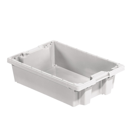 [045462] Caja plástica para pescado apilable y encajable con asas cerradas - Dim.: 600x400x160h mm - Blanco