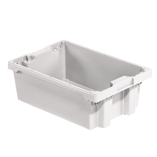 [045463] Caja plástica para pescado apilable y encajable con asas cerradas - Dim.: 600x400x210h mm - Blanco