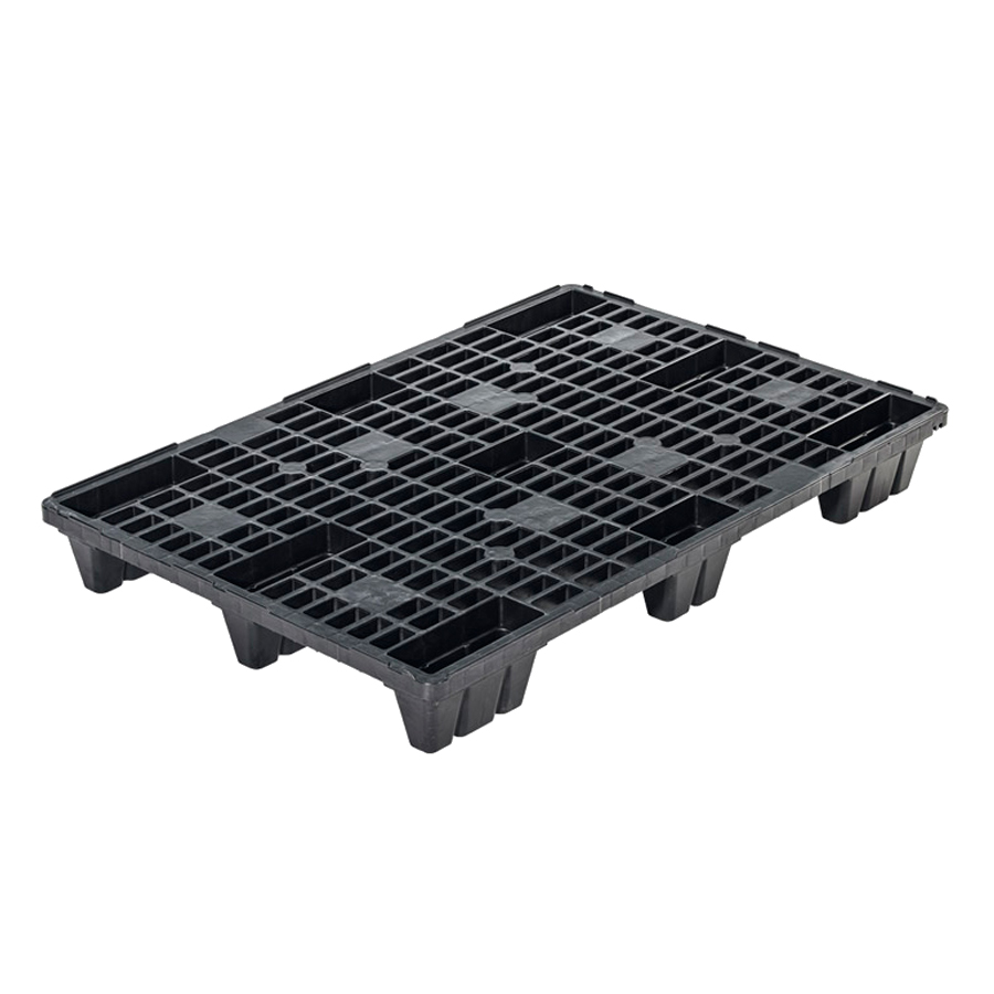 [045494] Palet plástico ligero (carga max. 2.500 Kg) con reborde 6 mm - Dim.: 1200x800x140h mm - Negro