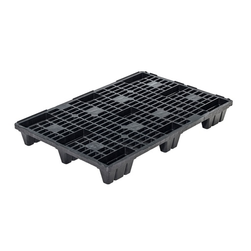 [045494] Palet plástico ligero (carga max. 2.500 Kg) con reborde 6 mm - Dim.: 1200x800x140h mm - Negro