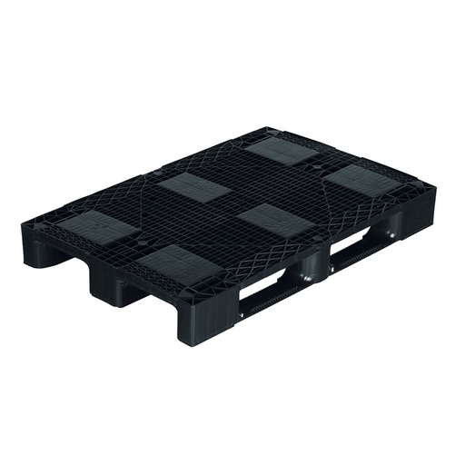 [045501] Palet plástico industrial con superficie rejada - Carga max. 5.000 Kg - Dim.: 1200x800x145h mm - Negro