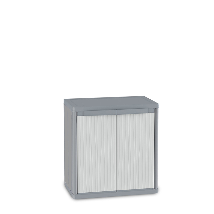 [045578] Armario de plástico con 2 puertas y 2 estantes - Dim.: 897x537x945h mm - Gris