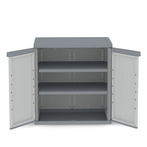 [045578] Armario de plástico con 2 puertas y 2 estantes - Dim.: 897x537x945h mm - Gris