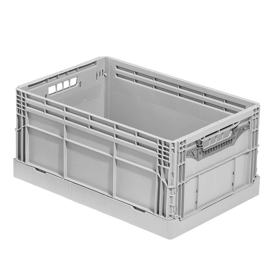 [045592] Caja plástica plegable fondo reforzado y liso - Dim.: 600x400x285h mm (Plegada 55h mm) - Gris