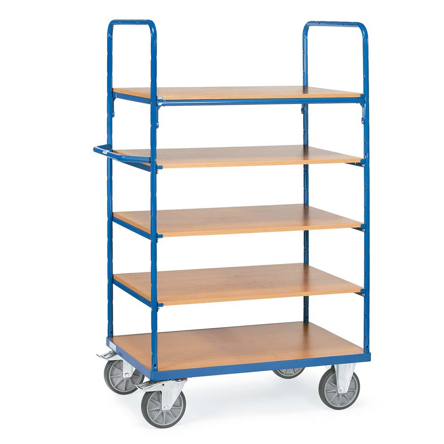 [045593] Carro para picking y distribución sin paredes con 5 estantes - Dim. plataforma: 1000x700 mm - Azul ral 5007