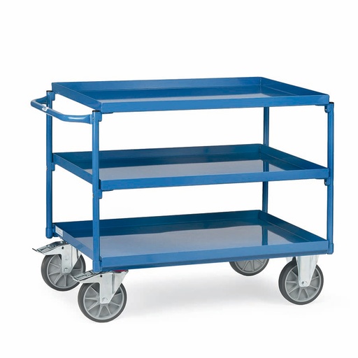 [045600] Carro de taller con estante metálico con reborde tipo bandeja - Dim. plataforma 850x500 mm - Azul ral 5007