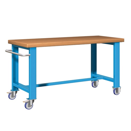 [045622] Banco de trabajo estándar móvil - Dim.: 1500x750x840h mm - Multiplex, 1 tirador y 4 ruedas - Azul ral 5012