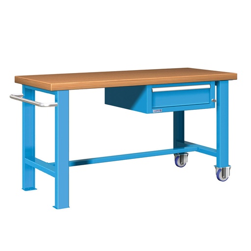 [045623] Banco de trabajo estándar móvil - Dim.: 1500x750x840h mm - Multiplex y 1 cajón de 150h mm - Azul ral 5012