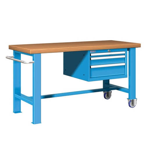 [045624] Banco de trabajo estándar móvil - Dim.: 1500x750x840h mm - Cajones de altura 50, 100 y 150 mm - Azul ral 5012
