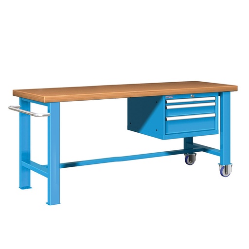 [045629] Banco de trabajo estándar móvil - Dim.: 2000x750x840h mm - Cajones de altura 50, 100 y 150 mm - Azul ral 5012