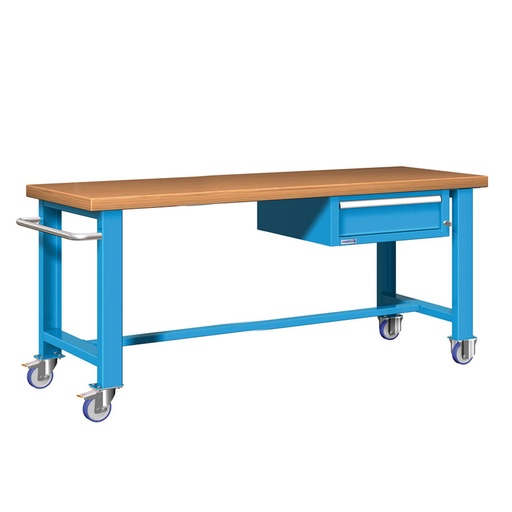 [045631] Banco de trabajo estándar móvil - Dim.: 2000x750x840h mm - Multiplex y 1 cajón de 150h mm - Azul ral 5012