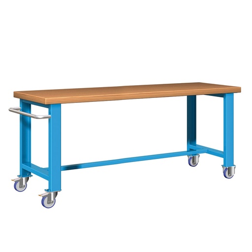 [045633] Banco de trabajo estándar móvil - Dim.: 2000x750x840h mm - Multiplex, 1 tirador y 4 ruedas - Azul ral 5012