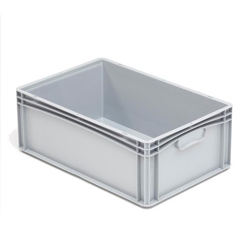[045677] Caja plástica para transporte serie Basicline con paredes lisas y asas cerradas - Dim.: 600x400x220h mm - Gris claro
