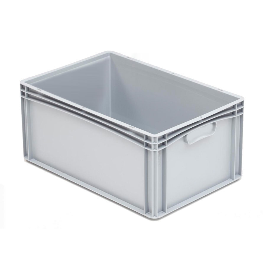 [045678] Caja plástica para transporte serie Basicline con paredes lisas y asas cerradas - Dim.: 600x400x270h mm - Gris claro