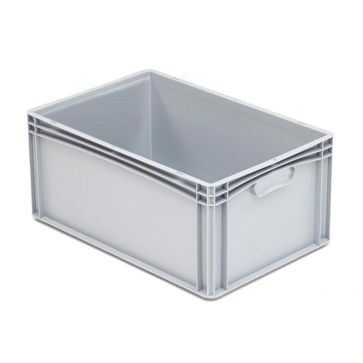 [045678] Caja plástica para transporte serie Basicline con paredes lisas y asas cerradas - Dim.: 600x400x270h mm - Gris claro