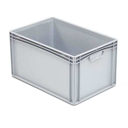 [045679] Caja plástica para transporte serie Basicline con paredes lisas y asas cerradas - Dim.: 600x400x320h mm - Gris claro