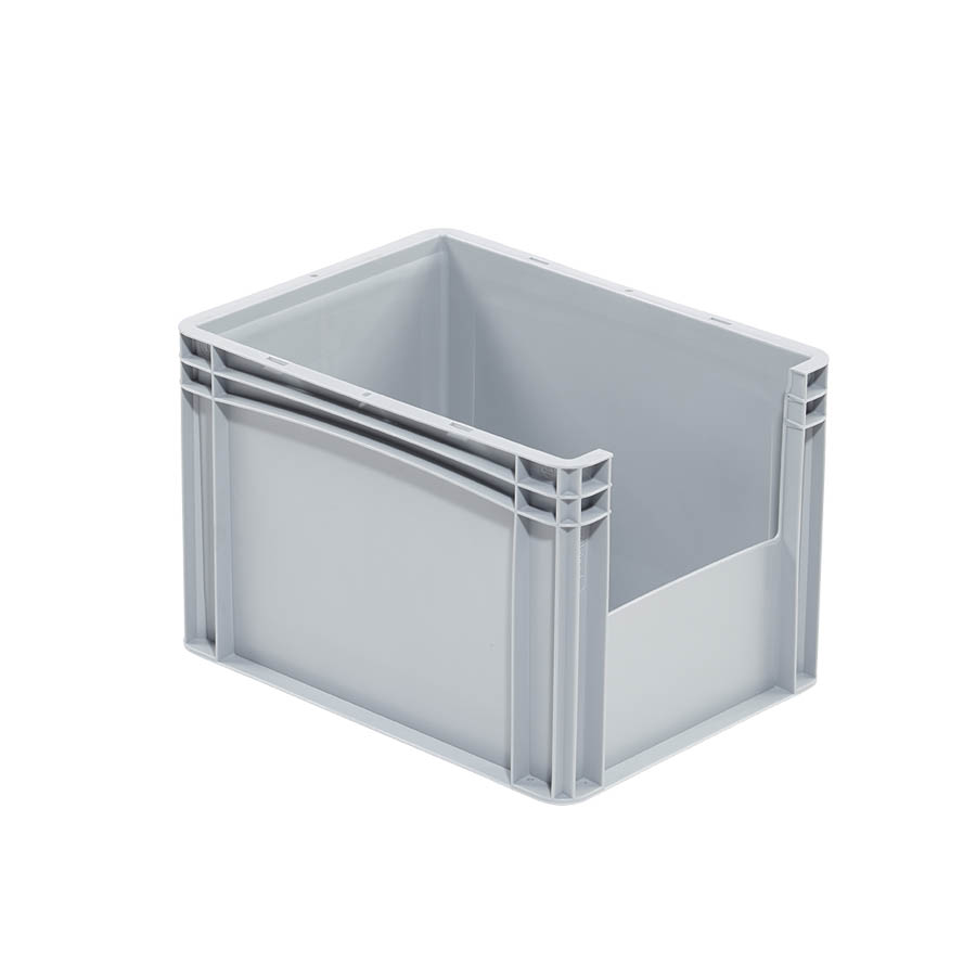 [045708] Caja plástica Eurobox serie Basicline con abertura frontal - Dim.: 400x300x270h mm - Gris claro
