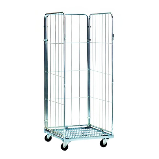 [045755] Roll contenedor de varilla cincada con 3 lados - Dim.: 720x800x1800h mm - Acero cincado