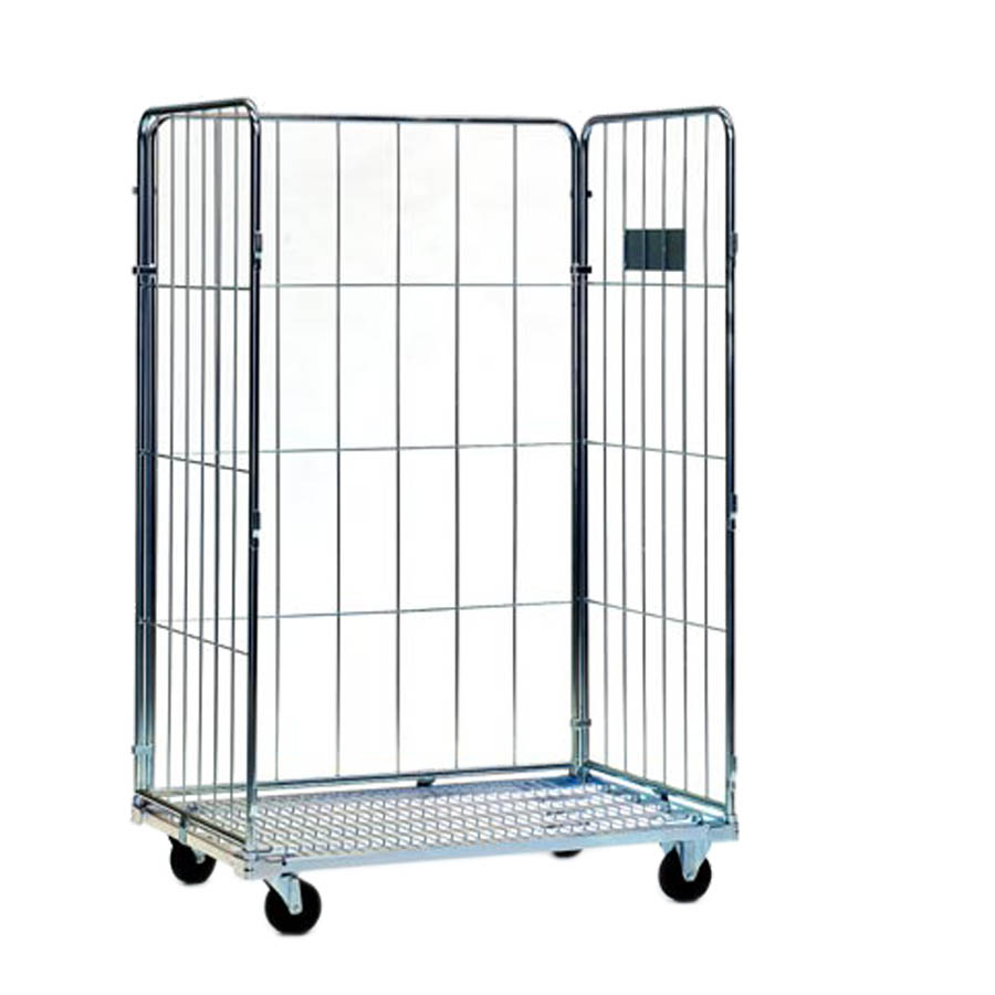 [045767] Roll contenedor de varilla cincada con 3 lados - Dim.: 1200x800x1800h mm - Acero cincado