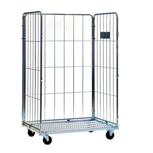 [045767] Roll contenedor de varilla cincada con 3 lados - Dim.: 1200x800x1800h mm - Acero cincado