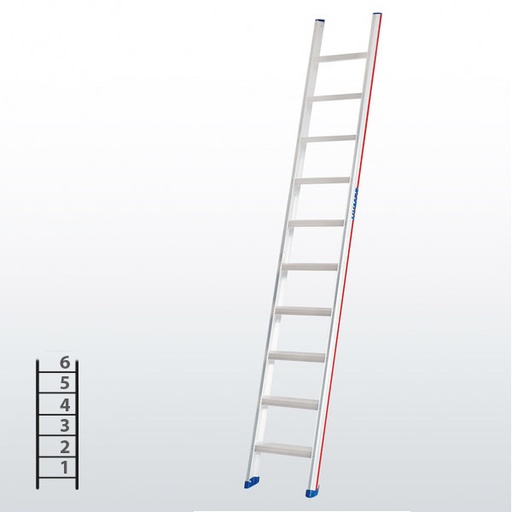 [045785] Escalera apoyable manual de un tramo para uso profesional con 6 escalones - Dim.: 425 x 1760h mm - Aluminio
