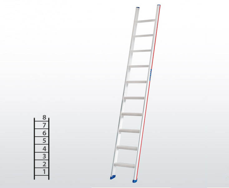 [045787] Escalera apoyable manual de un tramo para uso profesional con 8 escalones - Dim.: 425 x 2260h mm - Aluminio