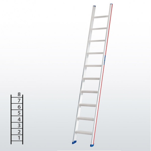 [045787] Escalera apoyable manual de un tramo para uso profesional con 8 escalones - Dim.: 425 x 2260h mm - Aluminio