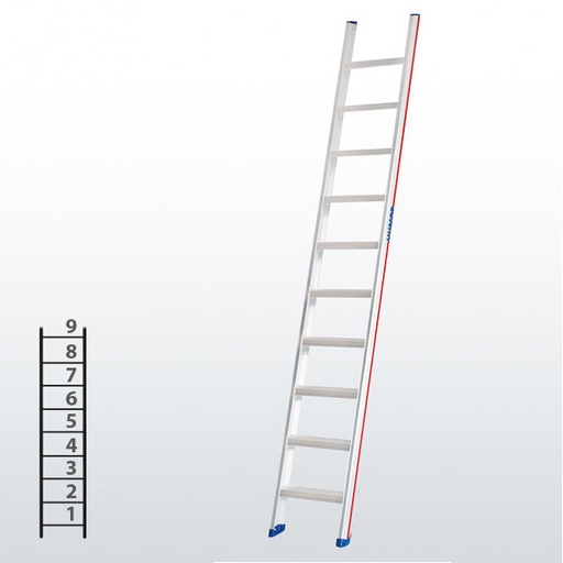 [045788] Escalera apoyable manual de un tramo para uso profesional con 9 escalones - Dim.: 425 x 2510h mm - Aluminio