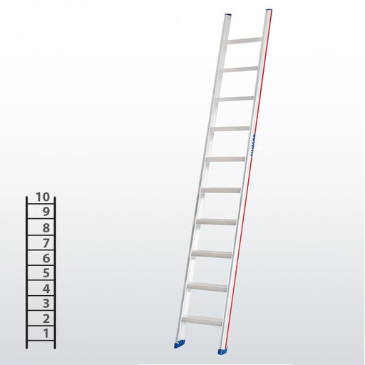 [045789] Escalera apoyable manual de un tramo para uso profesional con 10 escalones - Dim.: 425 x 2760h mm - Aluminio