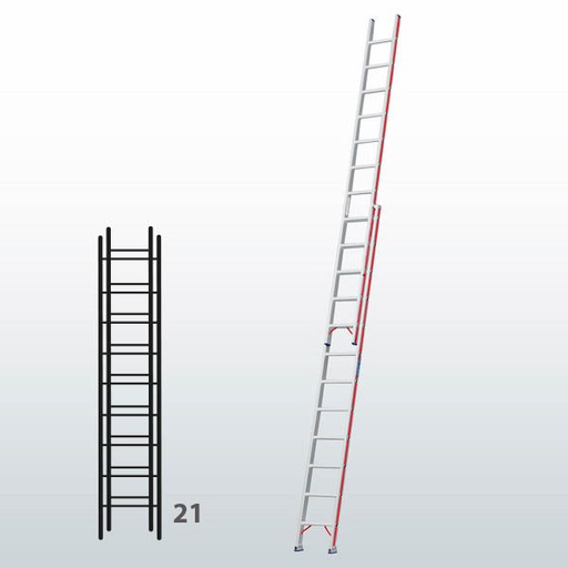 [045796] Escalera manual de dos tramos extensibles para uso profesional con 21 peldaños - Dim.: 425 x 6050h mm - Aluminio