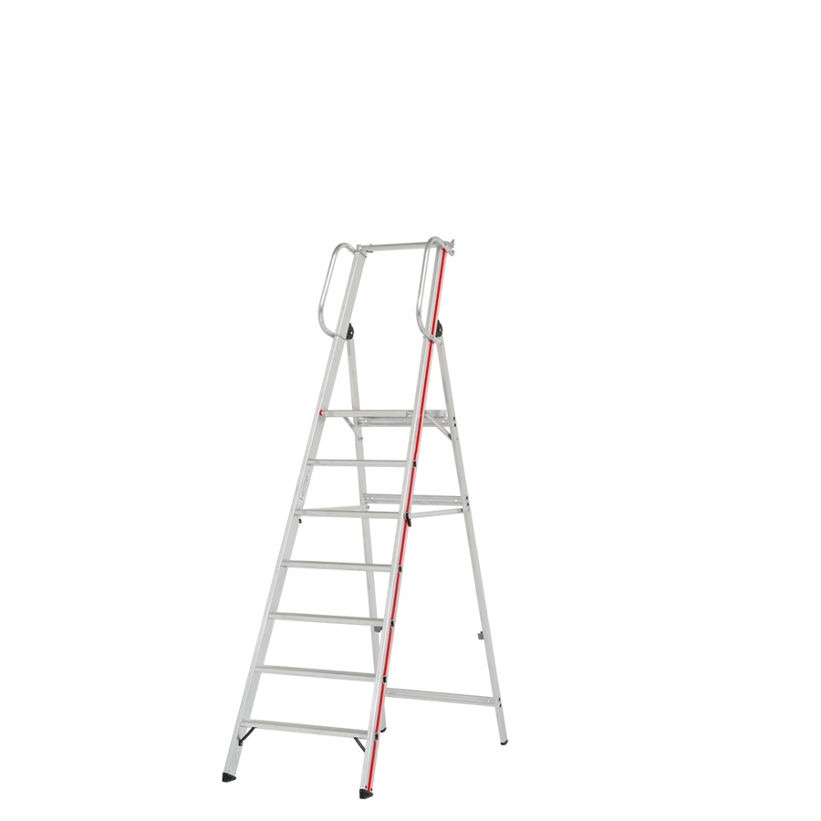 [045855] Escalera de mano plegable con 7 escalones y plataforma - Dim.: 2550x730x2550h mm - Aluminio