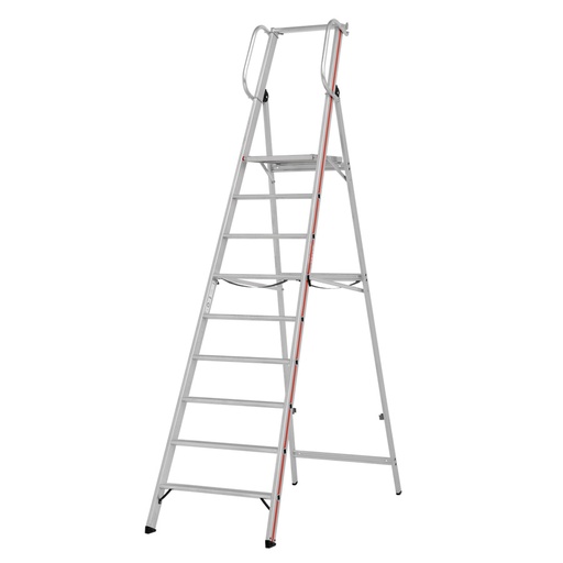 [045856] Escalera de mano plegable con 9 escalones y plataforma - Dim.: 3000x780x3000h mm - Aluminio