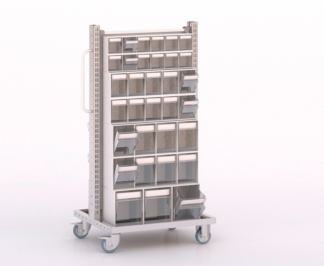 [045891] Carro modular serie Unibox con 14 cajones - Dim.: 730x613x1365h mm - Gris ral 7035