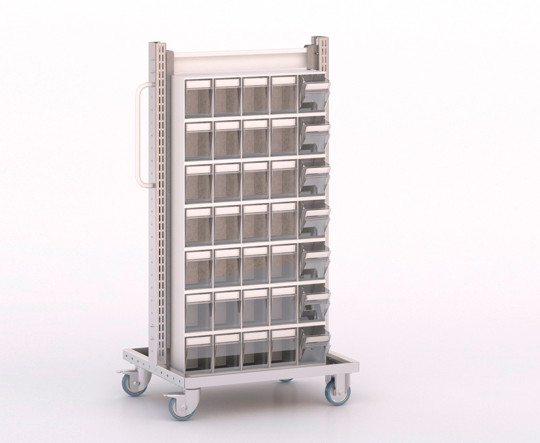 [045893] Carro modular serie Unibox con 14 cajones - Dim.: 730x613x1365h mm - Gris ral 7035
